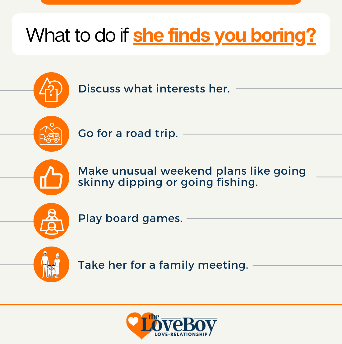 What to do if she finds you boring
